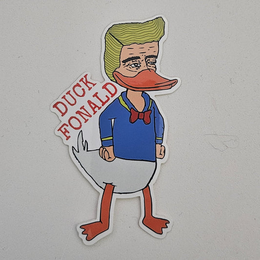 Duck Fonald Sticker w/ Text - 3.5" x 1.7"